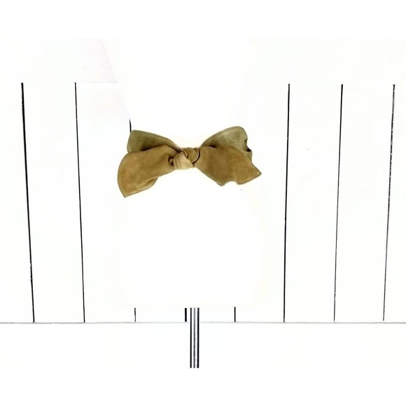 Vintage wide suede leather floppy bow stretch belt - Picture 1 of 3